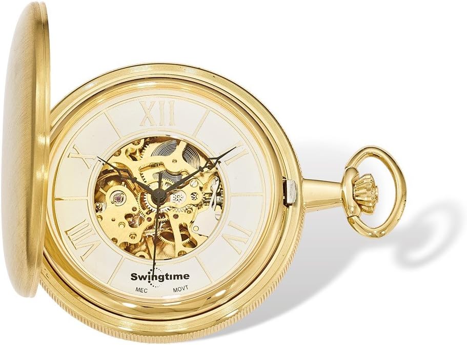 Swingtime Engravable Goldtone Brass Mechanical Pocket Watch