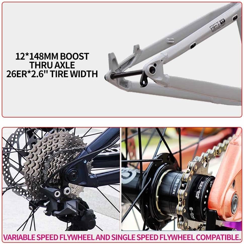 26er XC Mountain Bikes Cross-Country Frame 12" Aluminum Alloy Dirt Jump Competition Hardtail Frame Disc Brake Thru Axle 12x148mm Boost, Internal Routing