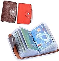 Vista 1 de Tarjetero unisex de piel para tarjetas de crédito, paquete de 2 (rojo y marrón)