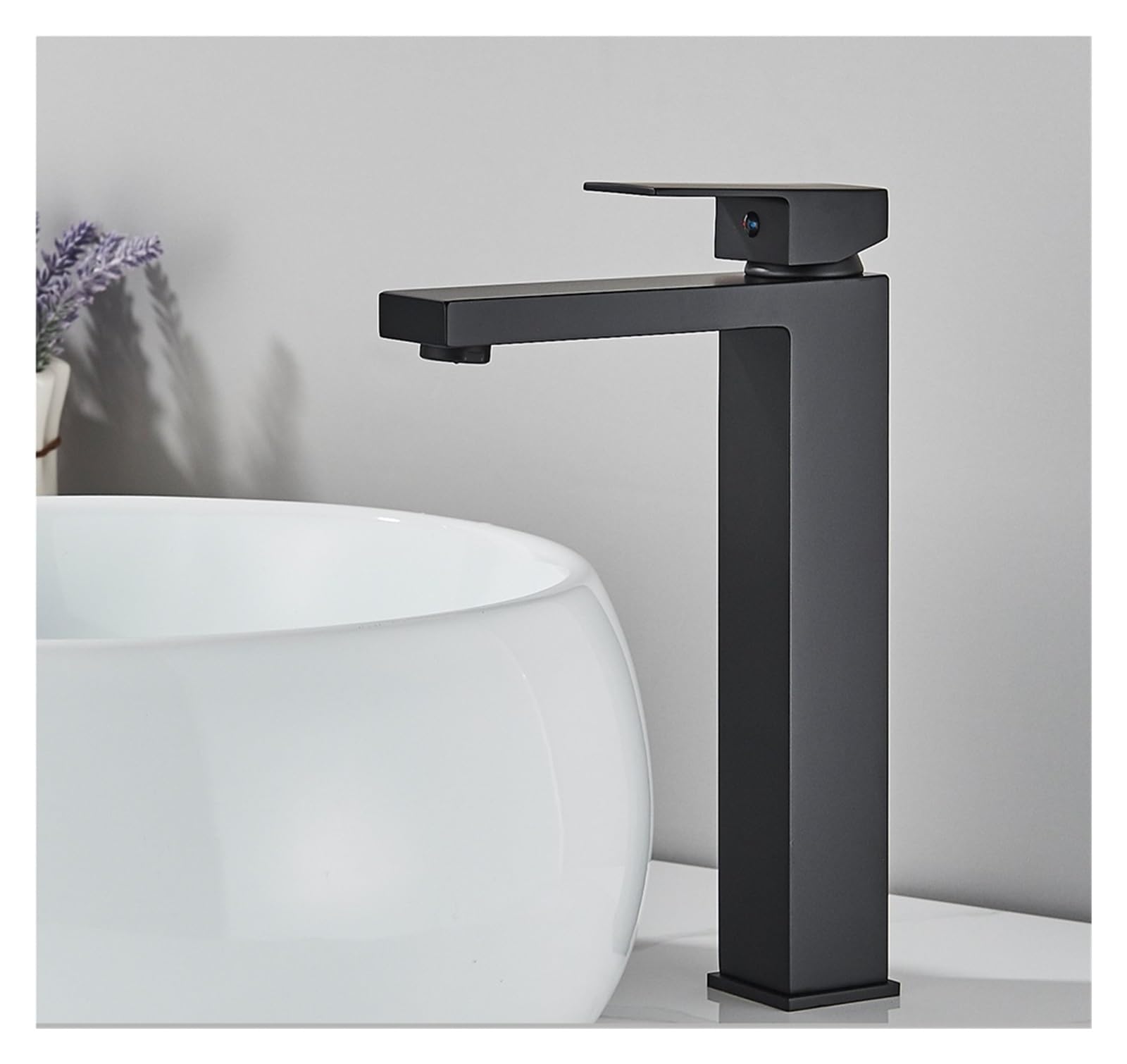 Robinet de lavabo carré contre les éclaboussures mitigeur haut noir en laiton durable