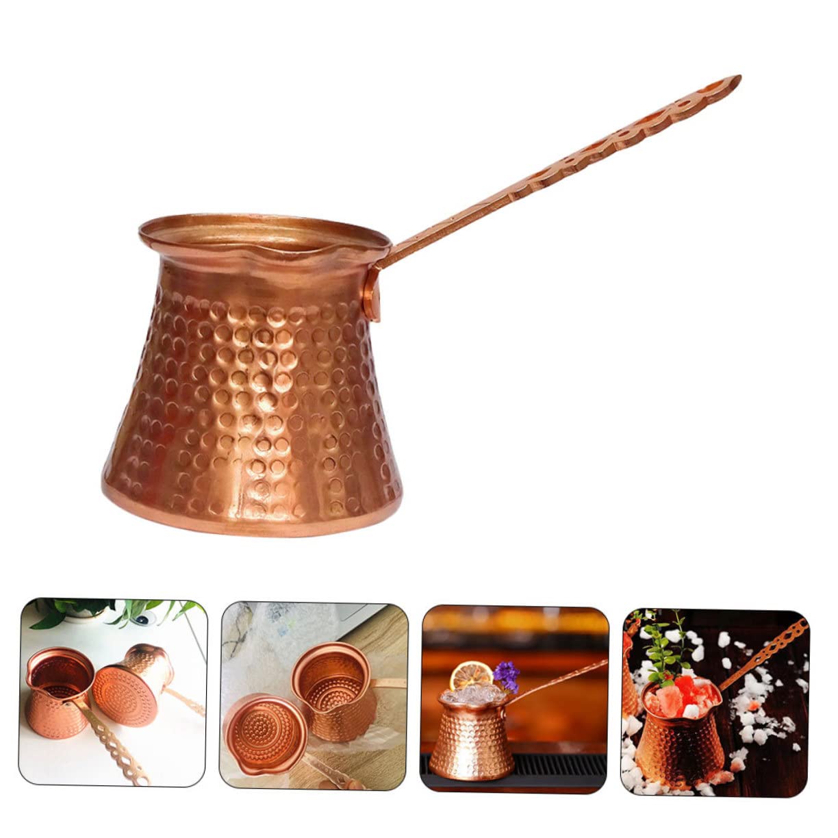 HOMSFOU Türkische Kaffeekanne Kupfer 320Ml Cezve Kaffeeset Für Traditionellen Türkischen Kaffee Zubereitung Und Mokka Kaffee Zuhause
