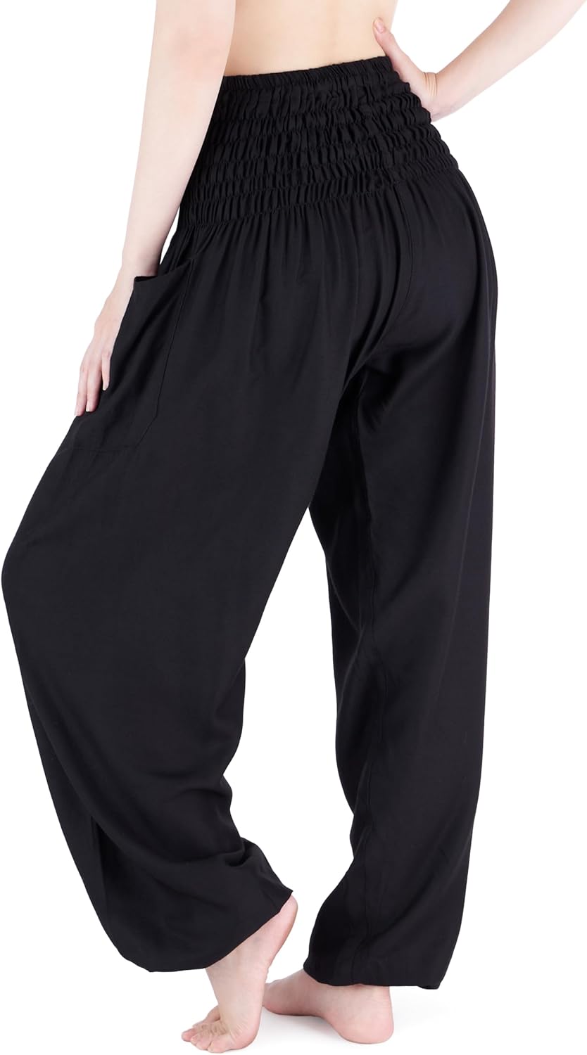 Lannaclothesdesign Women's Smocked Waist Boho Flowy Yoga Harem Pants Hippie Clothes - Image 7