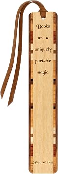 Stephen King Quote Wooden Bookmark | Uniquely Portable Magic Literary Quote Gift for Book Lovers | Handmade Wood Bookmark with Brown Ultrasuede Tassel | Made in the USA