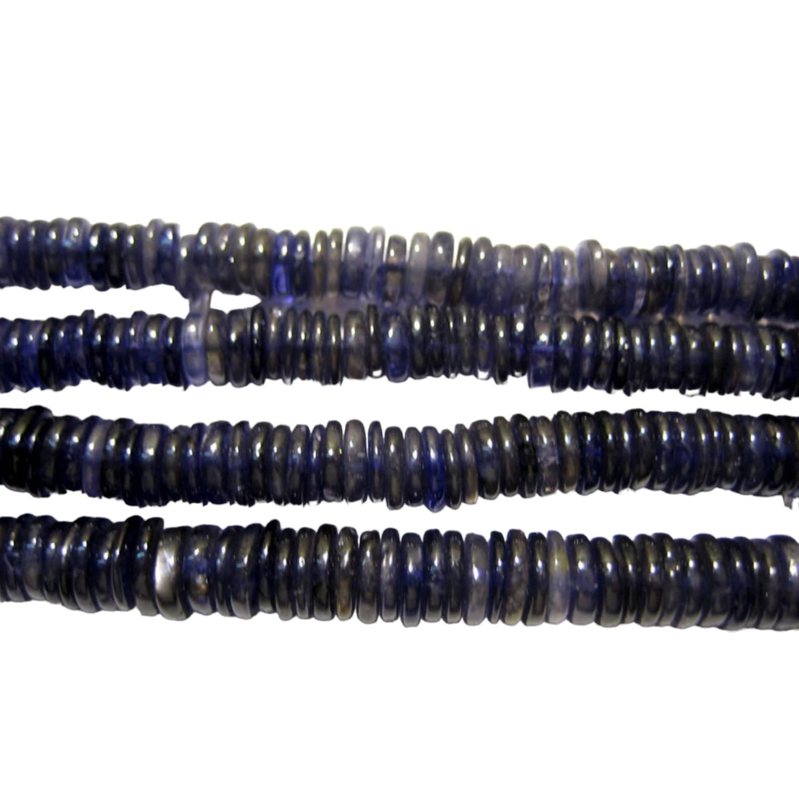 Perles d’espacement Iolite 6mm intercalaires pneu en pierre naturelle pour création bijoux