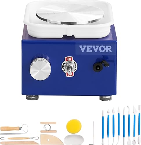 Miniatura 9 de VEVOR Mini rueda de cerámica, para niños o principiantes, 2 platos giratorios de 2.6 pulgadas3.9 pulgadas, lavabo desmontable ABS de velocidad
