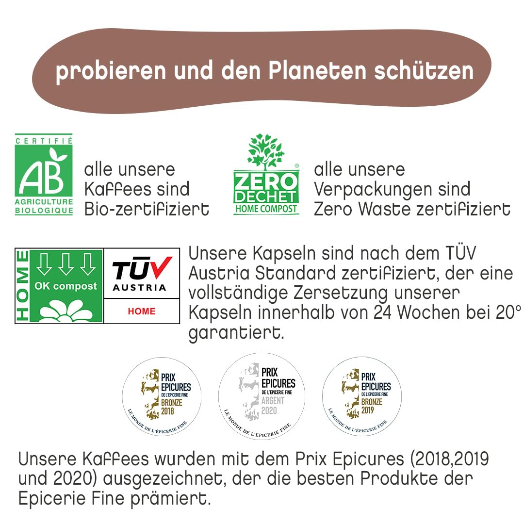 TERRAMOKA - Exzellenter Bio-Kaffee - 100% reiner Arabica aus Peru - Fruchtig, nuanciert und rassig - 300 Kapseln Kompatibel Zero Waste - Mr Albert- Frankreich