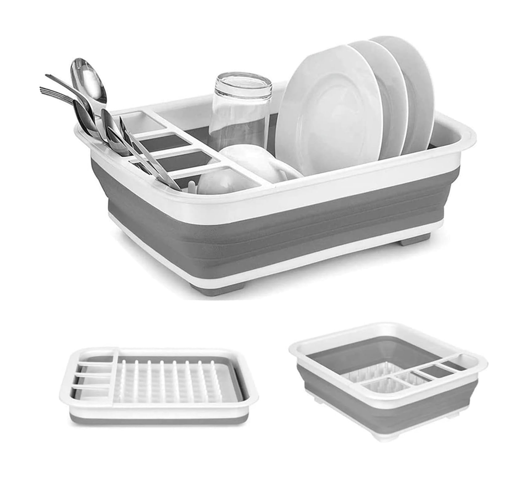Pecbase Collapsible Dish Drying Rack Portable Dish Drainer Dinnerware Organizer for Kitchen Counter RV Storage Campers, L (43-2)