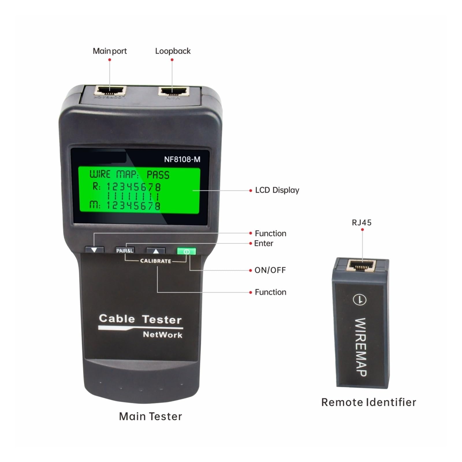 Netzwerkkabeltester R Mit LCD-Display Länge Messen Multifunktionaler Tester Netzwerkwerkzeug Kabelverfolgung Leicht Und Tragbar