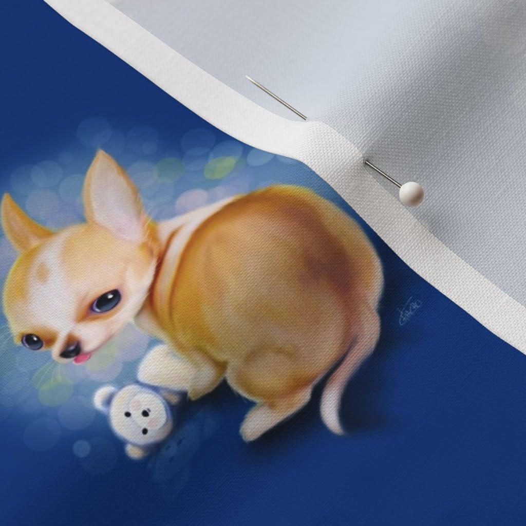 Spoonflower Fabric - Chihuahua Blue Medium Pattern Dog Bear Puppy Pet Toy Breed Printed on Petal Signature Cotton Fabric by The Yard - Sewing Quilting Apparel Crafts Decor