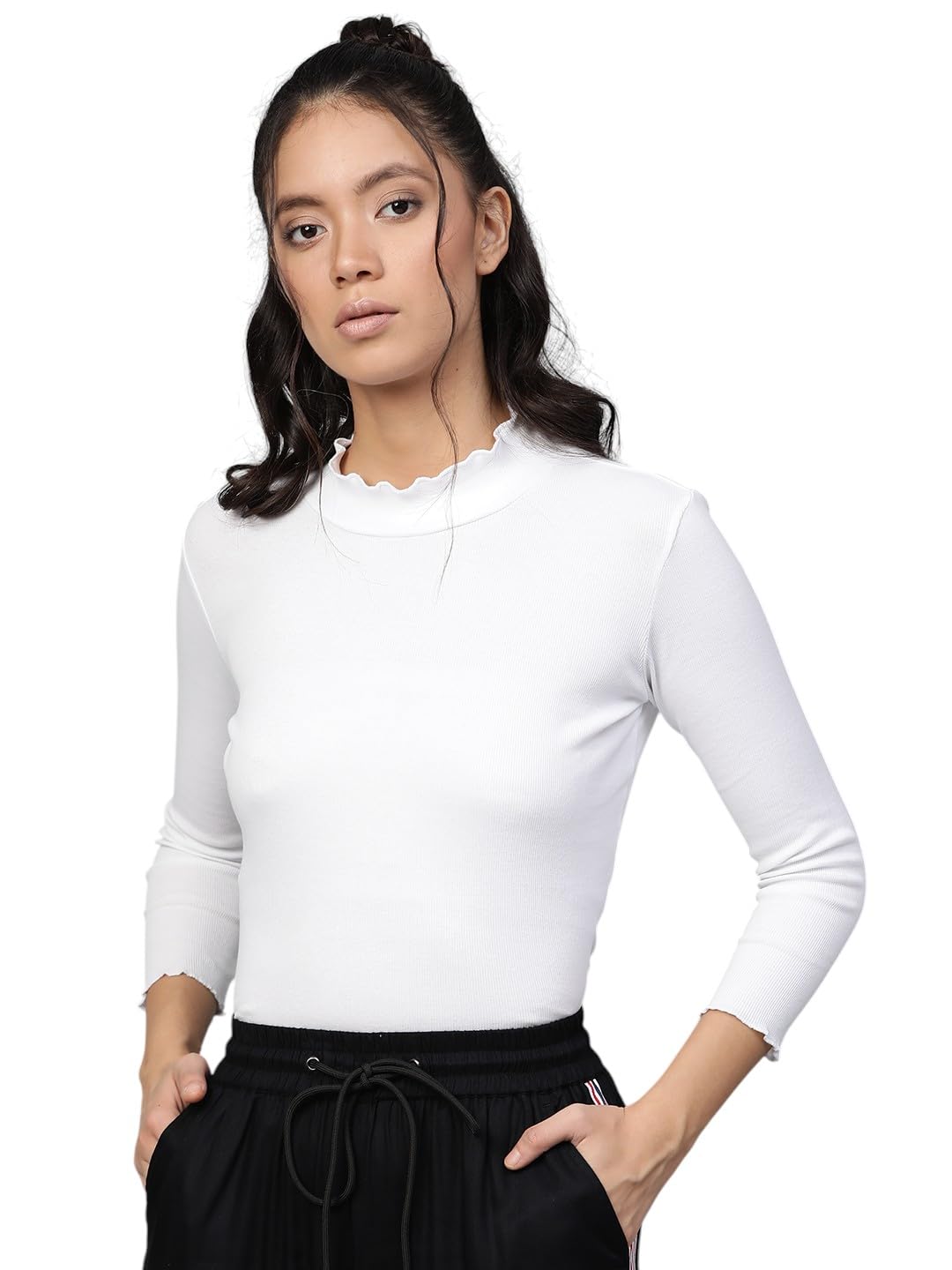 sassafras Women Rib High Neck Full Sleeve Top-picture-16