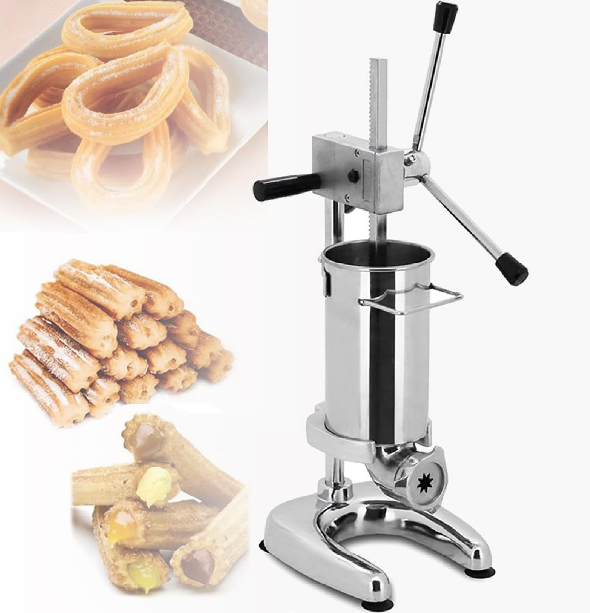 Máquina para Hacer Churros Manual, churrera española Vertical de Acero Inoxidable, para restaurantes, hoteles, cafeterías, panaderías 2L