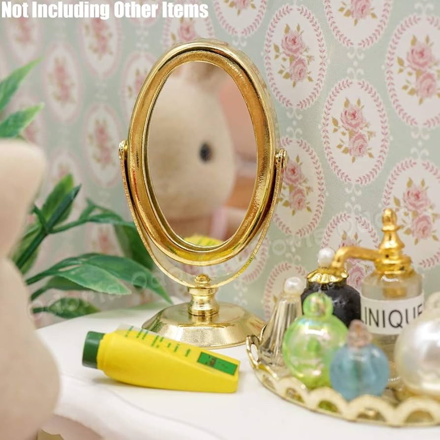 Amazon | Odoria 1/12 ミニチュア 鏡 ミラー 化粧用 金属製