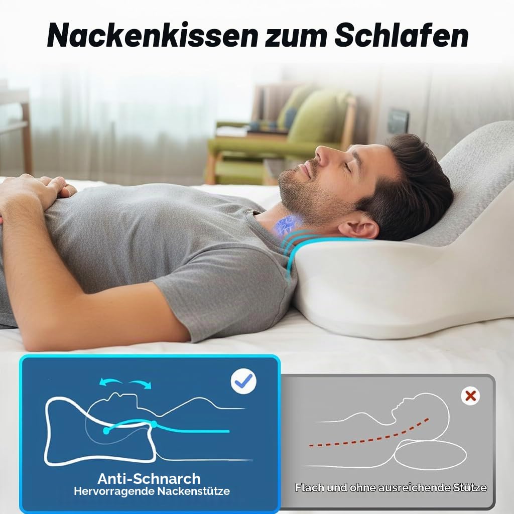 Nackenkissen Kopfkissen,Lesekissen für Bett und Sofa,Ergonomisches Memory Schaum Keilkissen für Rücken Nackenstützkissen,Multifunktions Keilkissen Rückenkissen für Seiten,Rücken & Bauchschläf