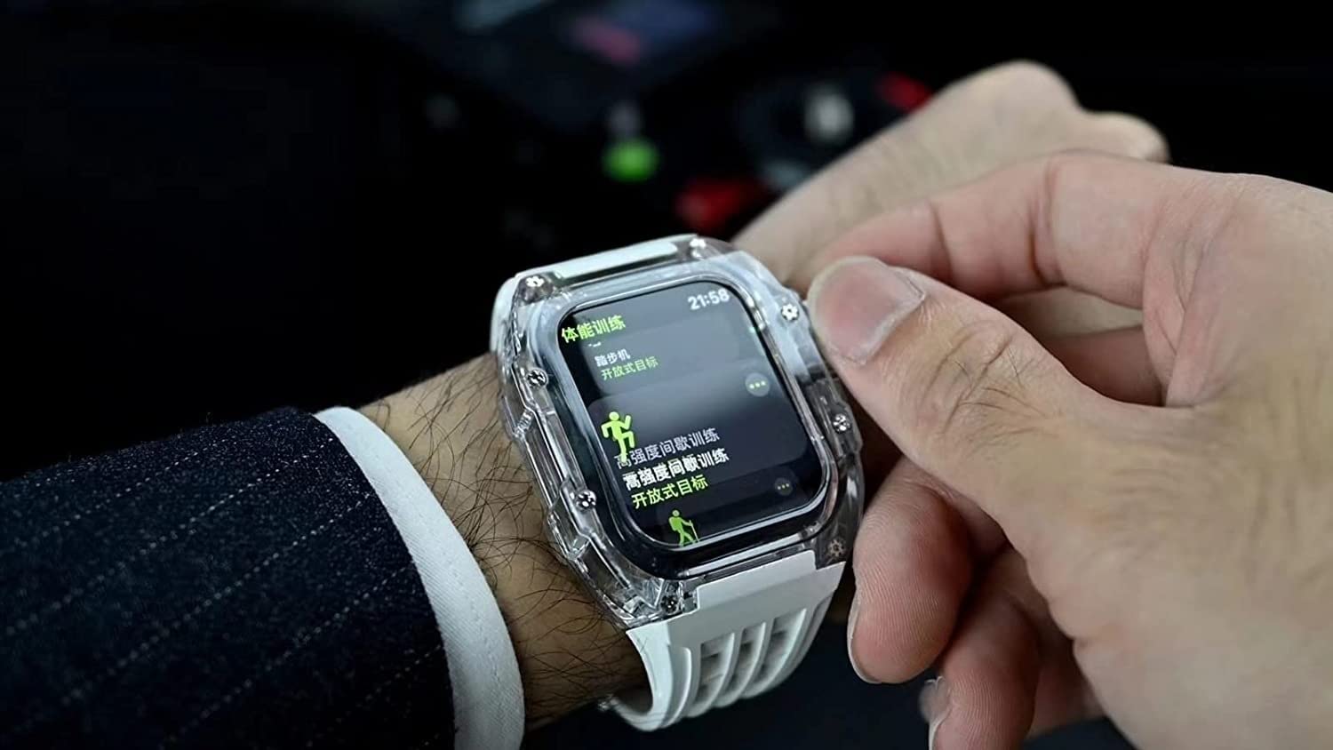 Przezroczyste etui do zegarka PC, silikonowy pasek do zegarka i klamra, zestaw modów, do Apple Watch Ultra 49 mm, wytrzymałe etui na zegarek i paski, do IWatch 8 7 45 mm 44 mm zamiennik
