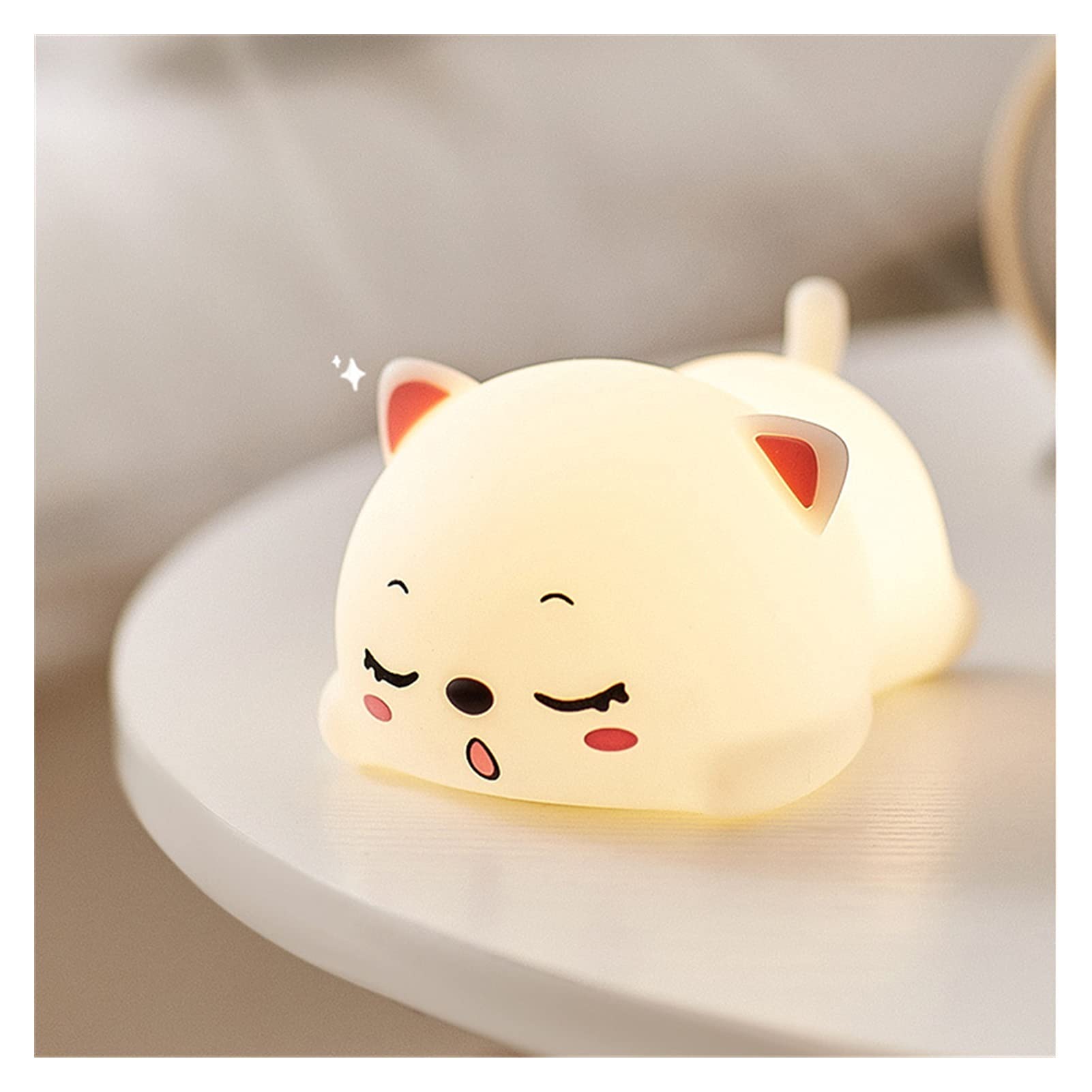 Demasiado Linda Noche Luz Lion Whale Conejo Cat Silicone Night Lights Touch Sensor Dormitorio Lámpara de Noche (Emitting Color : Dog 2)