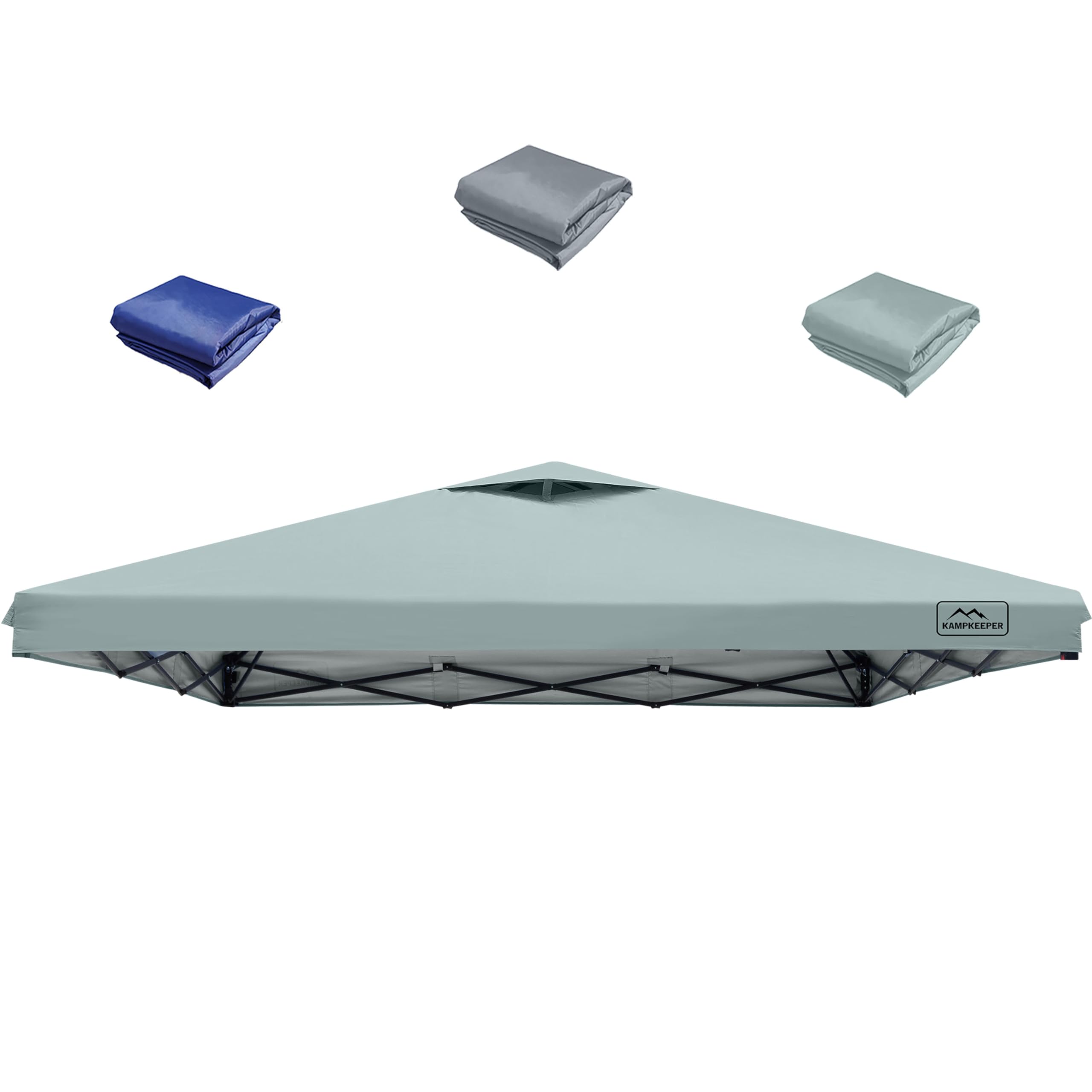 KAMPKEEPER 10x10 Pop Up Canopy Replacement Top Cover with Air Vent for Straight Leg Canopy Tent, Waterproof for Outdoor Garden Patio Camping Sun Shade(1pcs Top Only) (Gray Green)