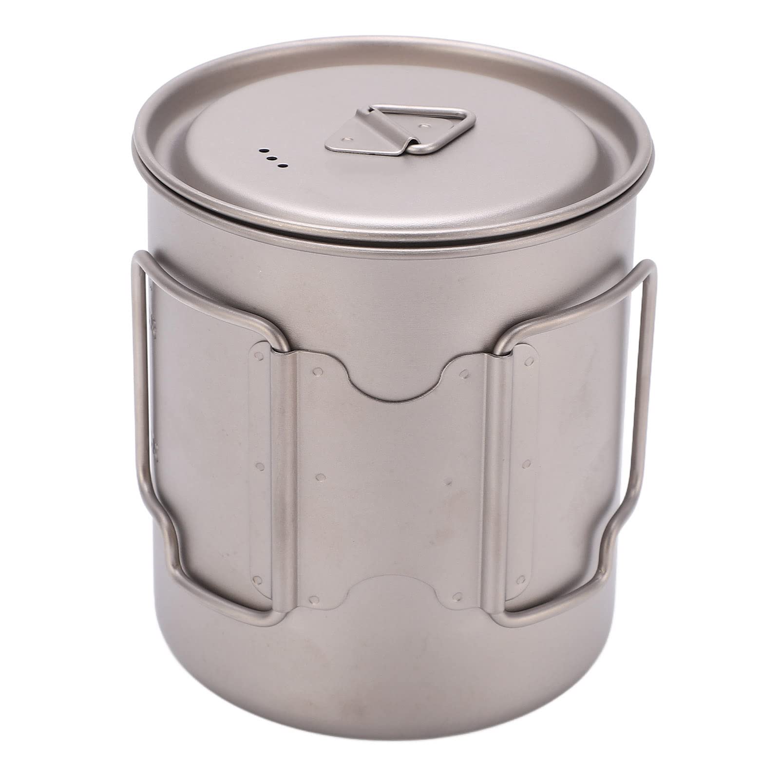 750 ml Tytanowy kubek z pokrywką Kubek kempingowy ze składaną rączką, Tytanowe kubki na wodę do użytku na zewnątrz ze składanymi uchwytami Przenośny kempingowy tytanowy