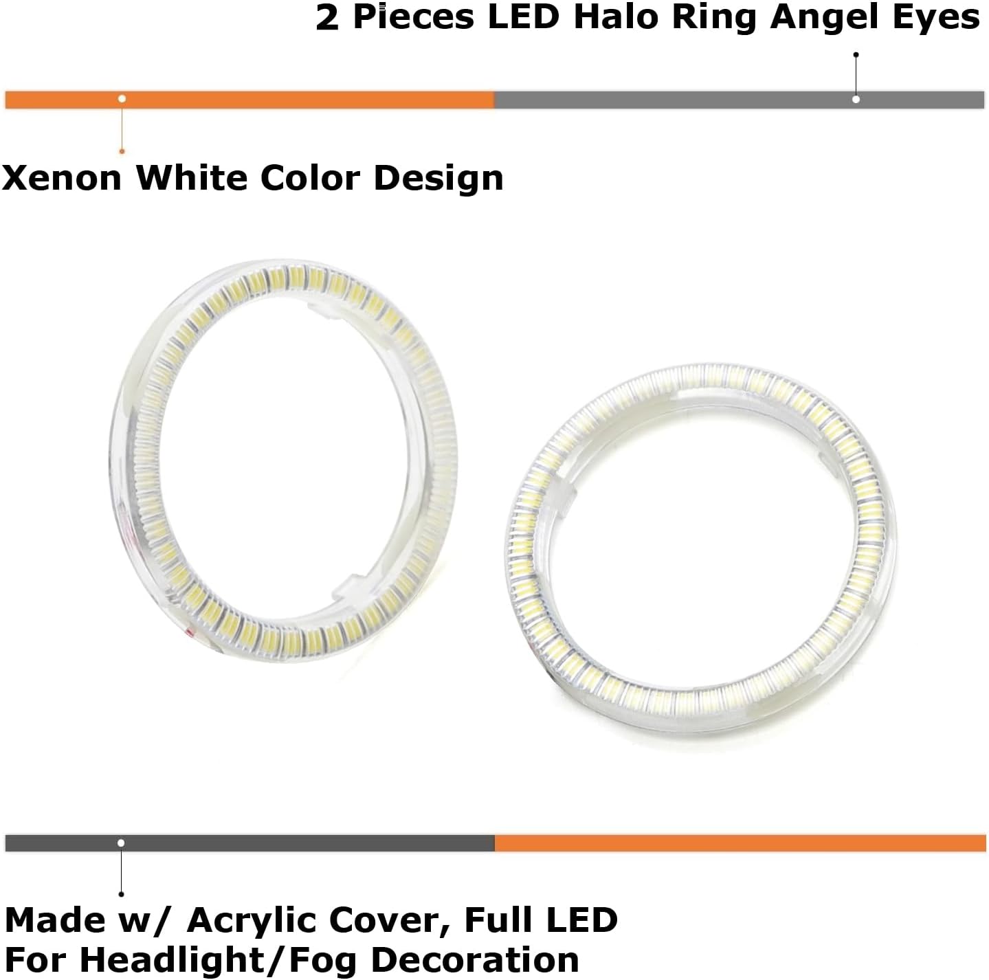 iJDMTOY 6000K Xenon White SMD LED Angel Eyes Halo Rings Compatible with 2010-up Hyundai Genesis Coupe 2-Door