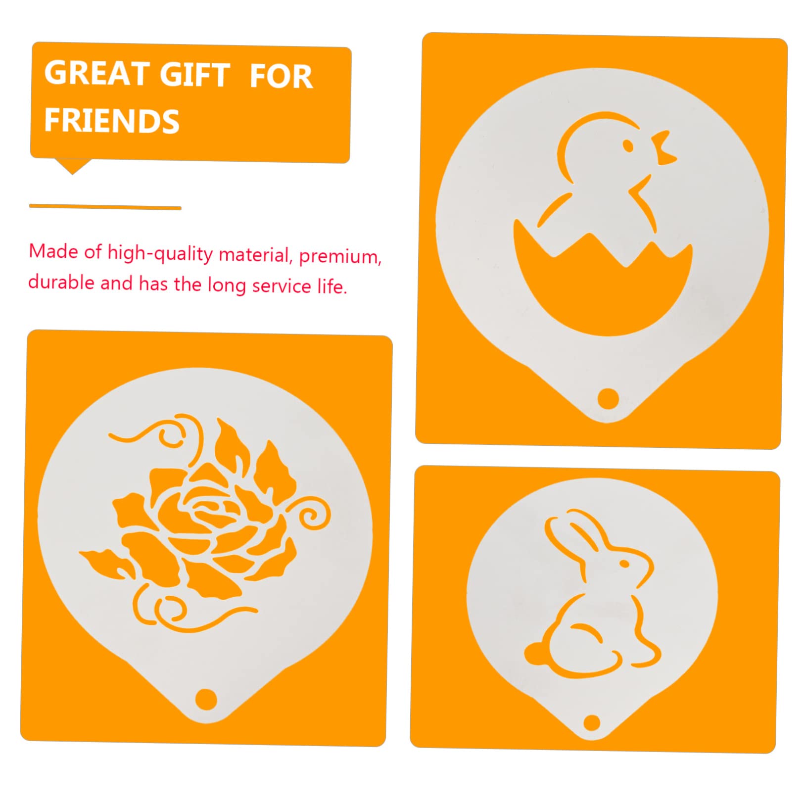 COLLBATH Cappuccino DIY Templates Metal Latte Art Stencils Washable Reusable for Baking