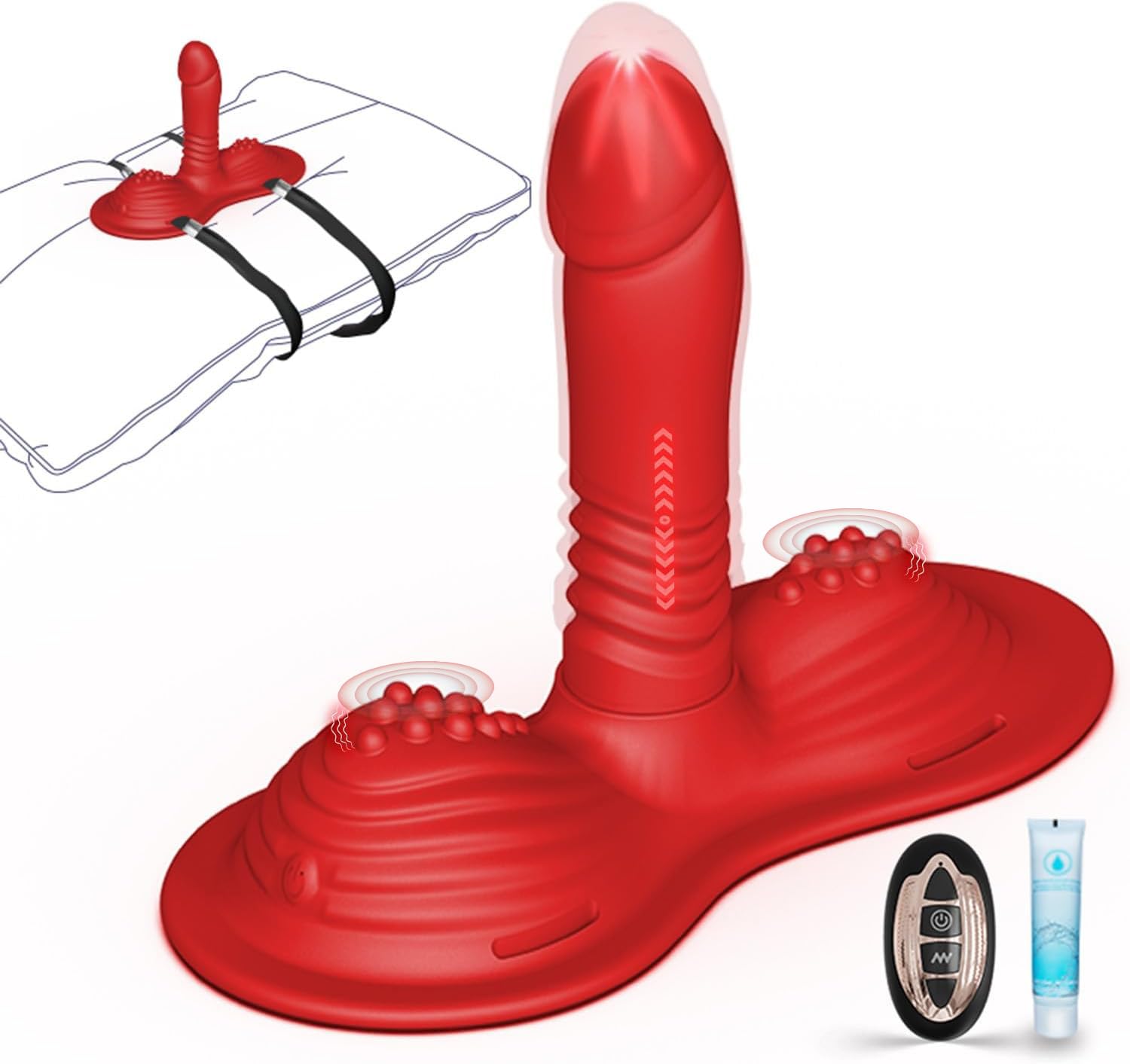 Riding Thrusting Dildo Vibrator Sex Toys Remote Control Strap on Pillow Cushion Hands-Free Sex Saddle with 10 Vibrating