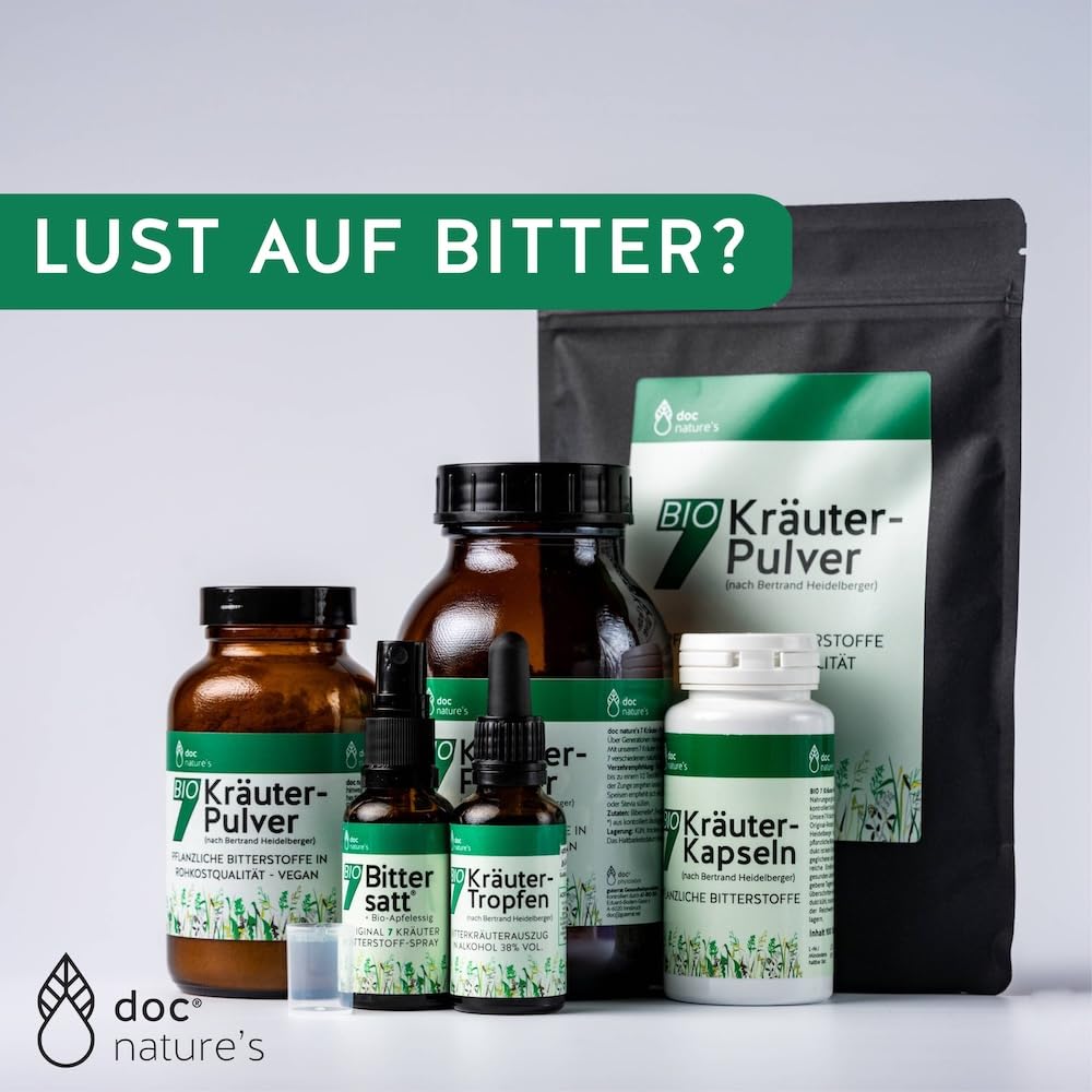 doc nature's Bio-7-Kräuterpulver 3 x 150g | nach Bertrand Heidelberger | Pflanzliche Bitterstoffe in Rohkostqualität | vegan | Gesund & Leben Qualität
