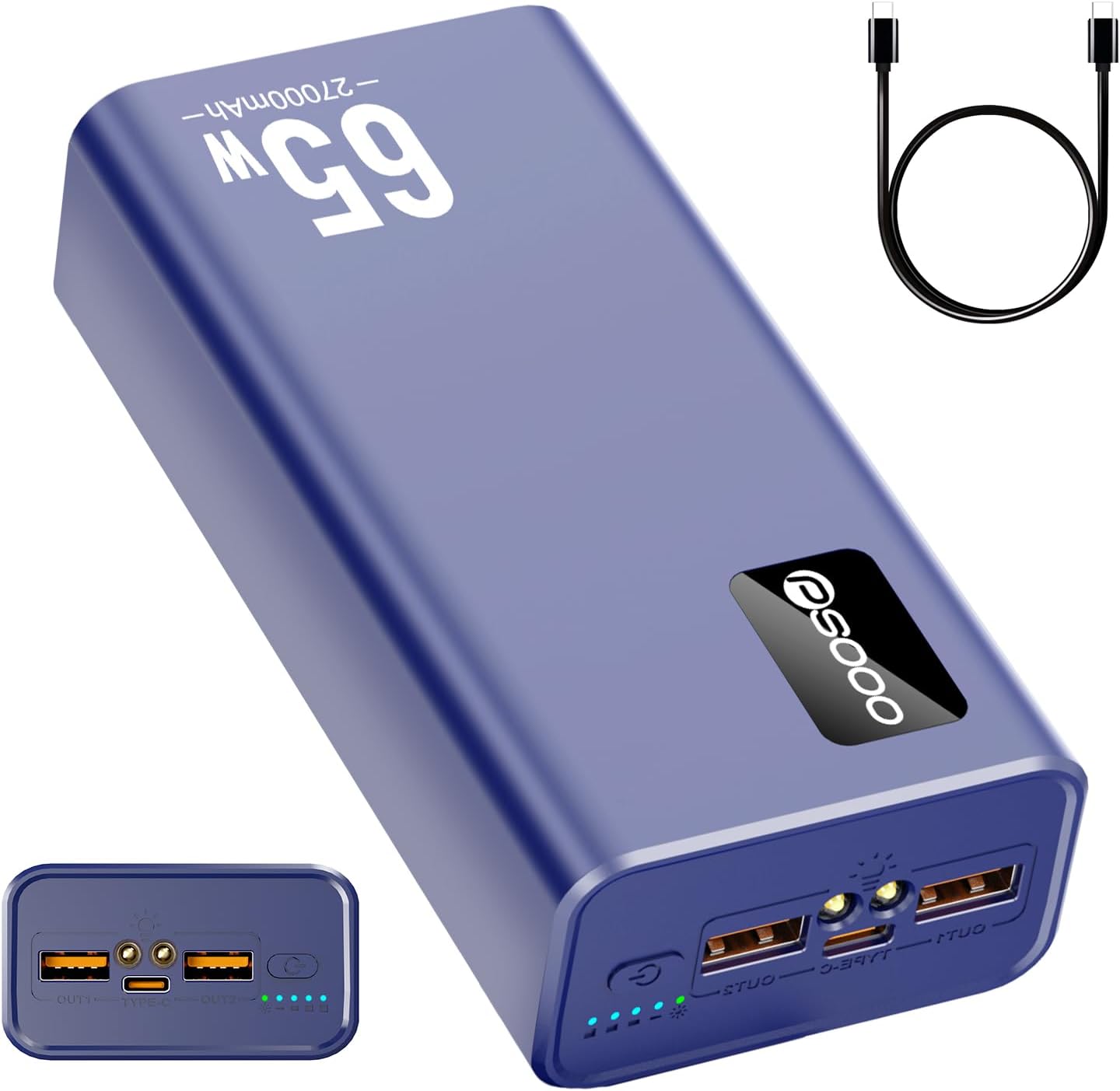 PSOOO Power Bank 65W 27000mAh Laptop Battery Pack