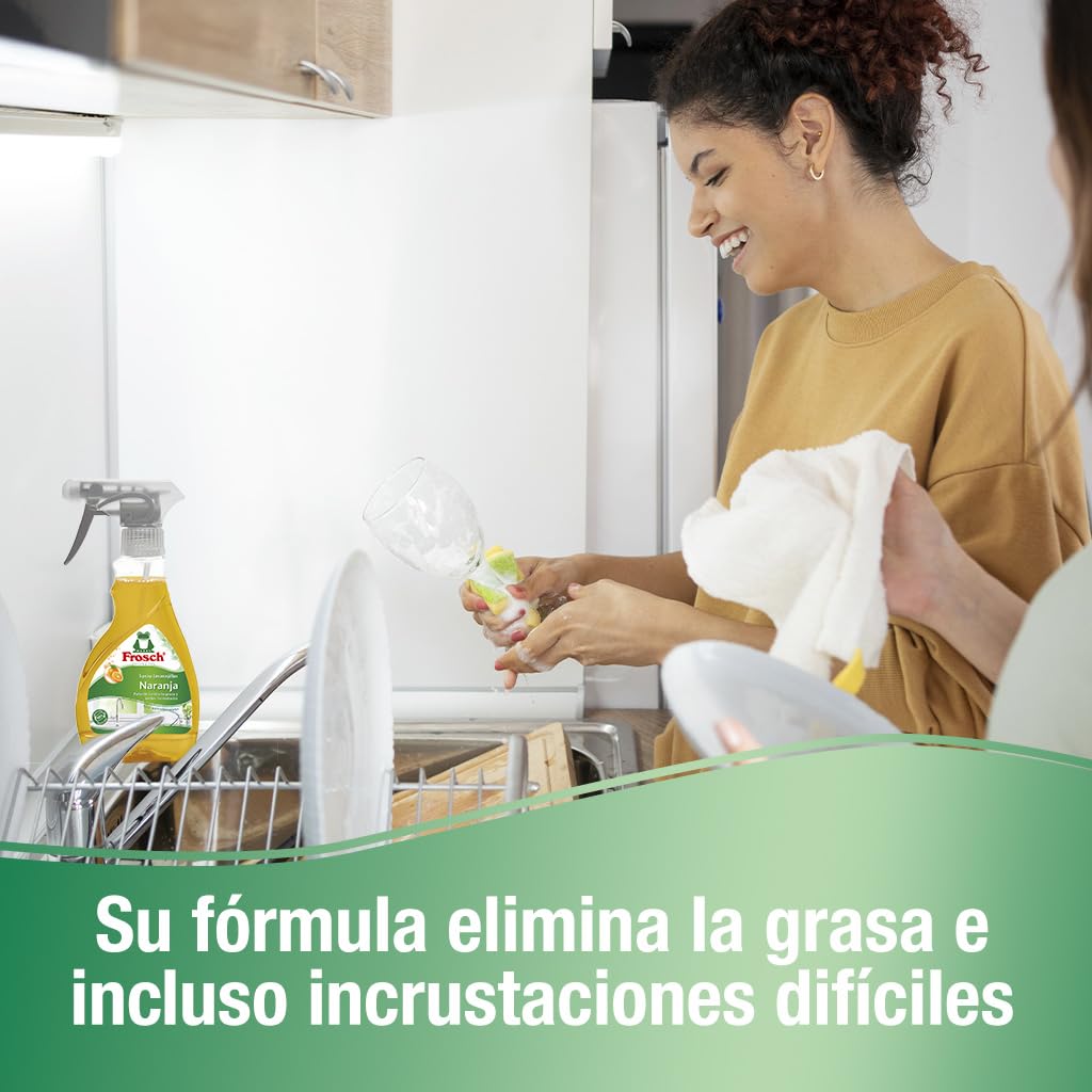 Frosch Spray Lavavajillas Naranja 300ml - Limpiador Desengrasante Ecológico con Extractos Naturales - Elimina Grasa e Incrustaciones — view 6