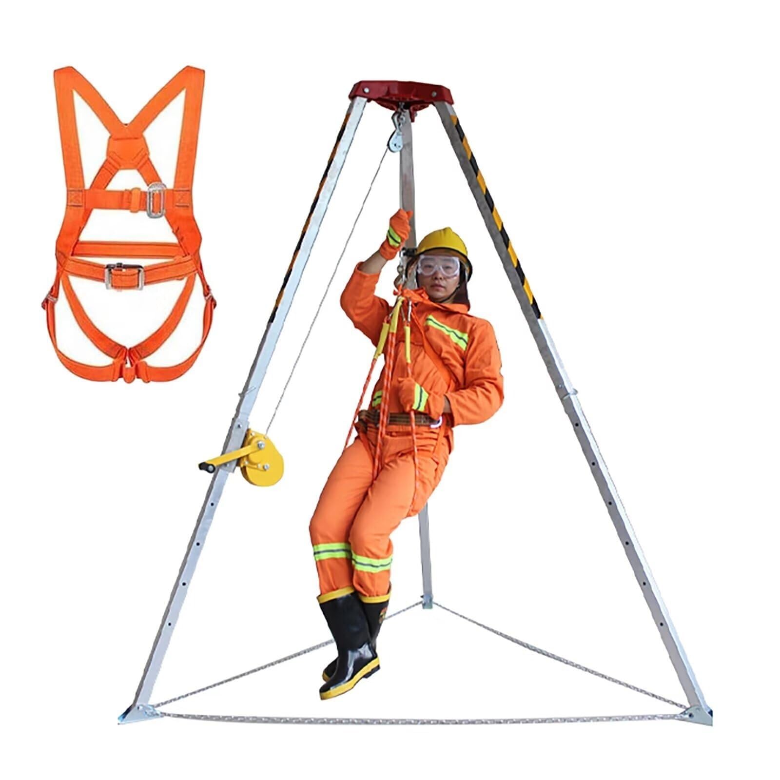 icVantA Tripod Rescue System with 1201ibs Winch Aluminum Confined Space Tripod Kit for ManholeTunnelingCable Trench Easy to Install,