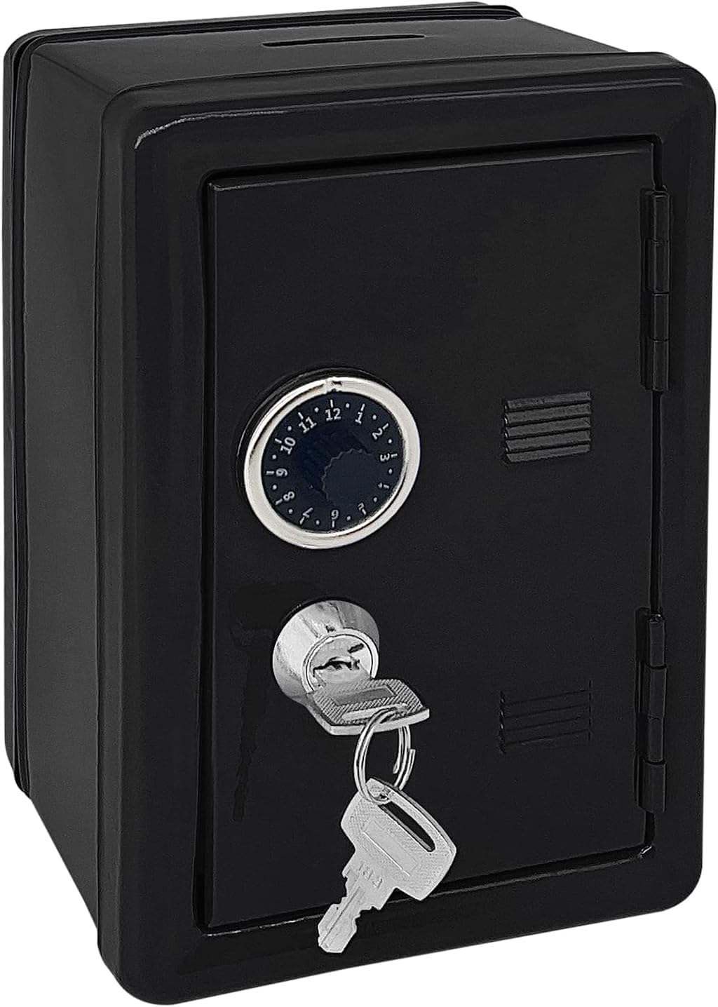 Metal Coin Bank, Money Bank with Single Digit Combination Lock and Key, Children's Bank Desktop Decoration Creative Furnishings Safe Money Saving Jar Bank, Black