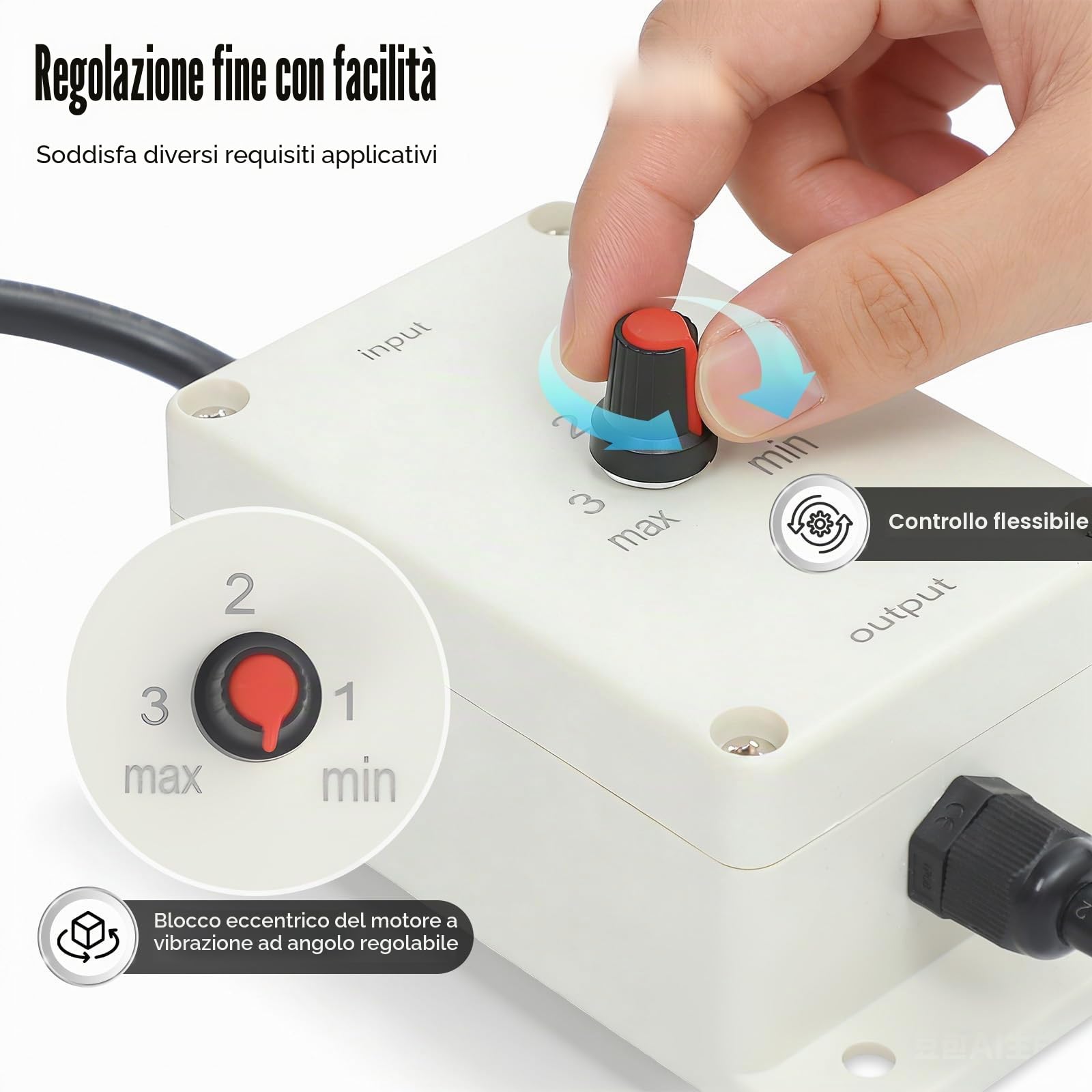Motore a vibrazione con regolatore di velocità, 100 W, 220 V, vibratore elettrico, 3000 giri/min, motore multiuso, vibratore a basso rumore, motore vibrante per minerari, metallurgia, carbone