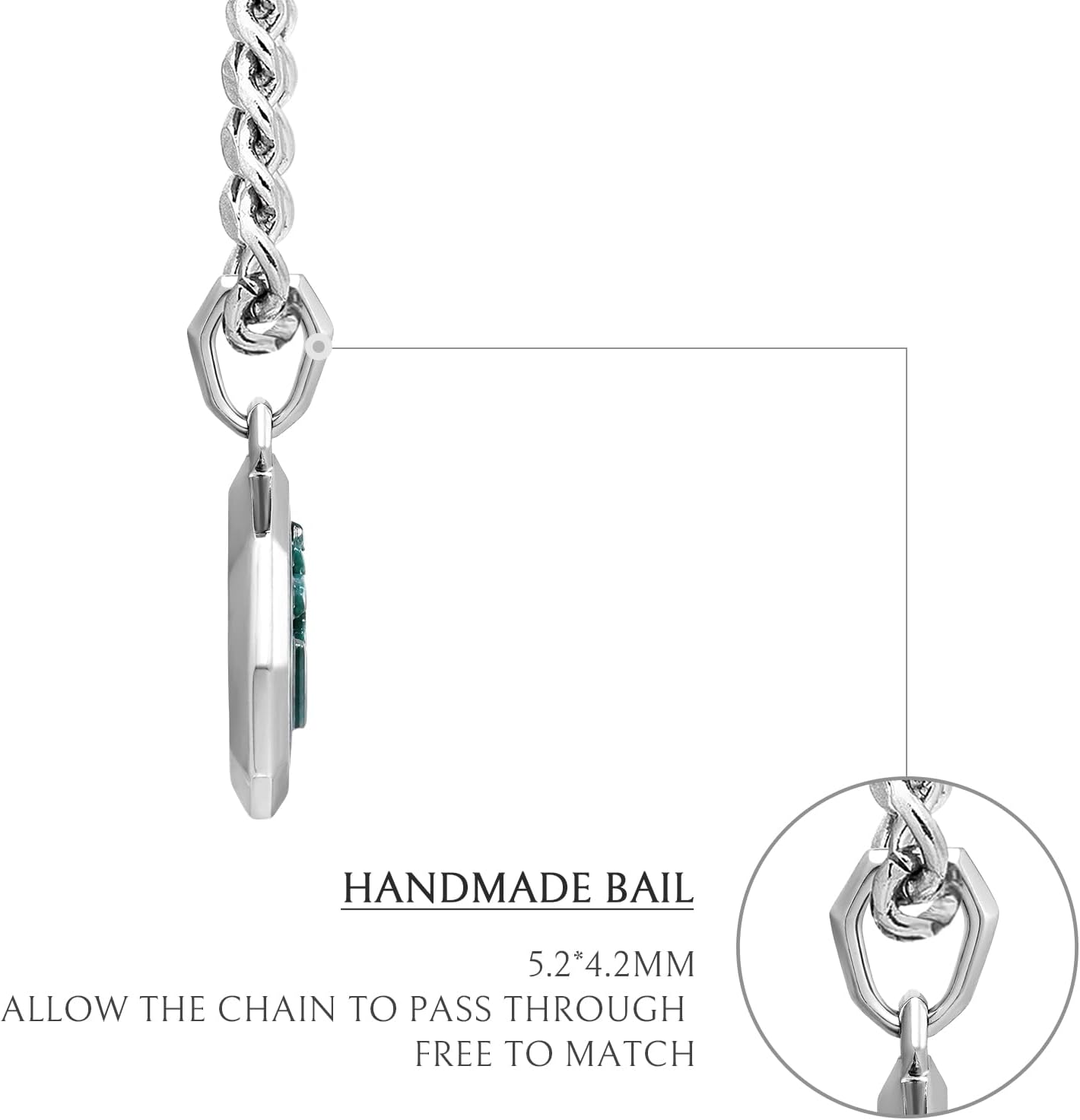 AWNL Bloodstone Pendant Necklace for Men Natural Gemstone Premium Men’s Sterling Silver Hexagonal Necklace with Stainless Steel Chain Gift for Men 24 Inch - Image 9