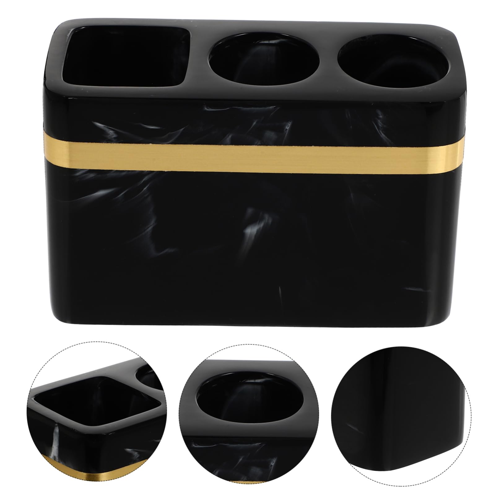 PRETYZOOM Porta Spazzolino Da Dentifricio Da Bagno Elegante Porta Spazzolino Con Finiture Dorate E Nero Per Tenere in Ordine Il Tuo Bagno