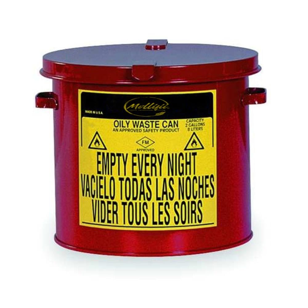 MOLLIFII Countertop Oily Waste Can, 2 Gal., Red, Mfr: 09200-A