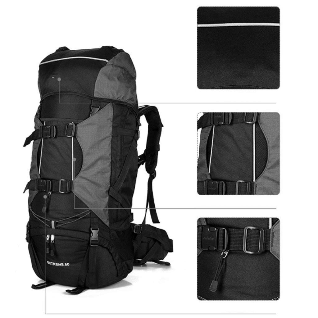 Senderismo Mochila 80L Bolsa de trekking resistente al agua liviana Mochila de deporte al aire libre duradera para escalada Montañismo Pesca Viajes Ciclismo Mujeres y Hombres