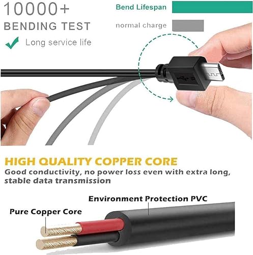 Vista 4 de Paquete de 2 cables de carga para controlador PS4 de 10 pies, cable de sincronización de datos para Sony Playstation 4PS4 ProPS4 SlimPS4, controles