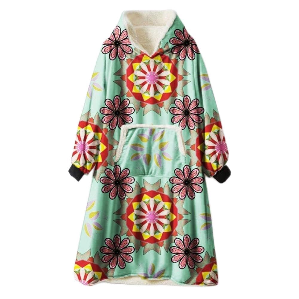 Manta con capucha extragrande unisex en talla única con diseño de flor roja acogedora