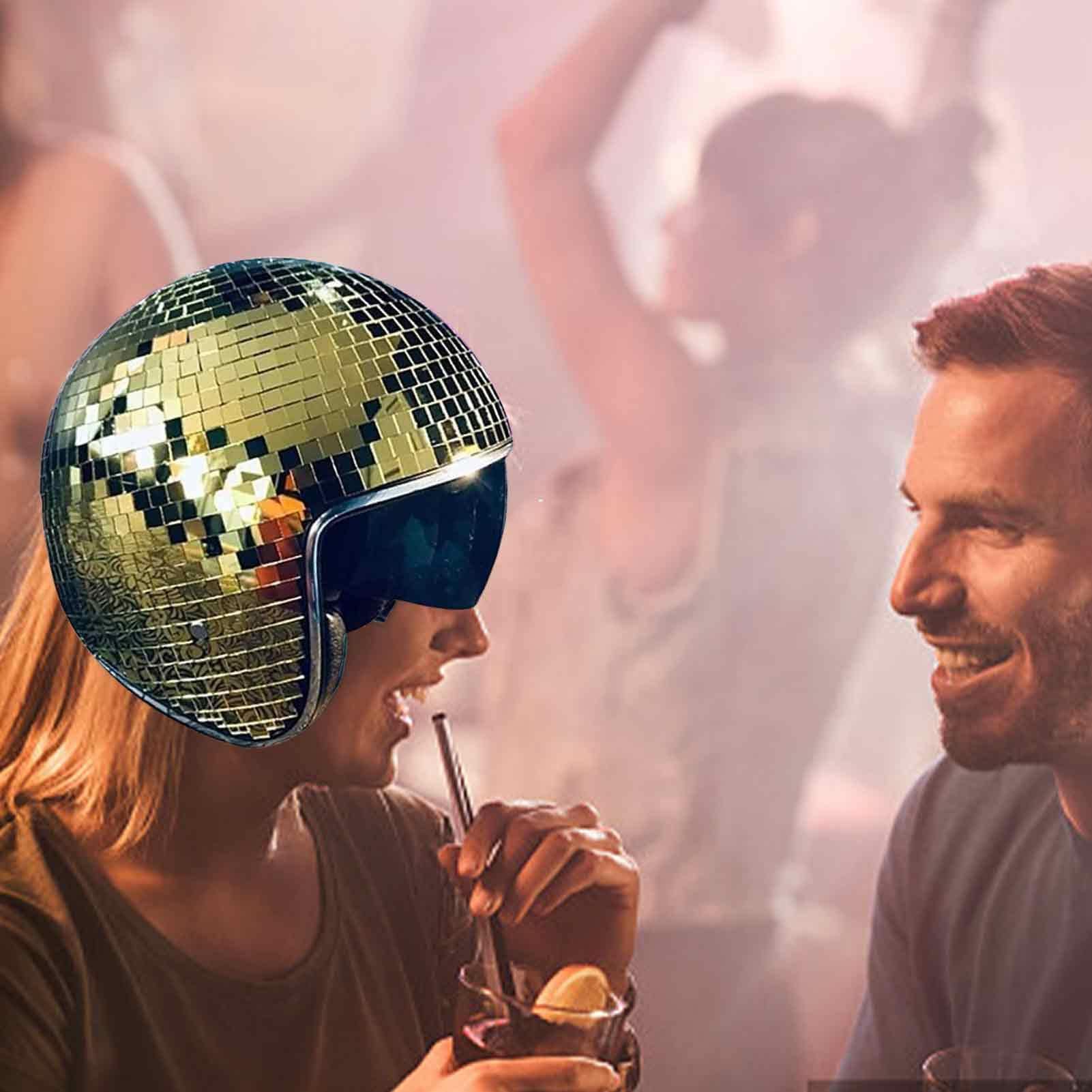 Discokugel Hüte, Disco Spiegel Hut, Glitzer Spiegel Glas Disco Ball Hut, DiscoKugel Spiegel Hut Mit Einziehbarem Sonnenschutz, Glas Disco Kugel Hut Für Club, Bühne, Bar(Silber)
