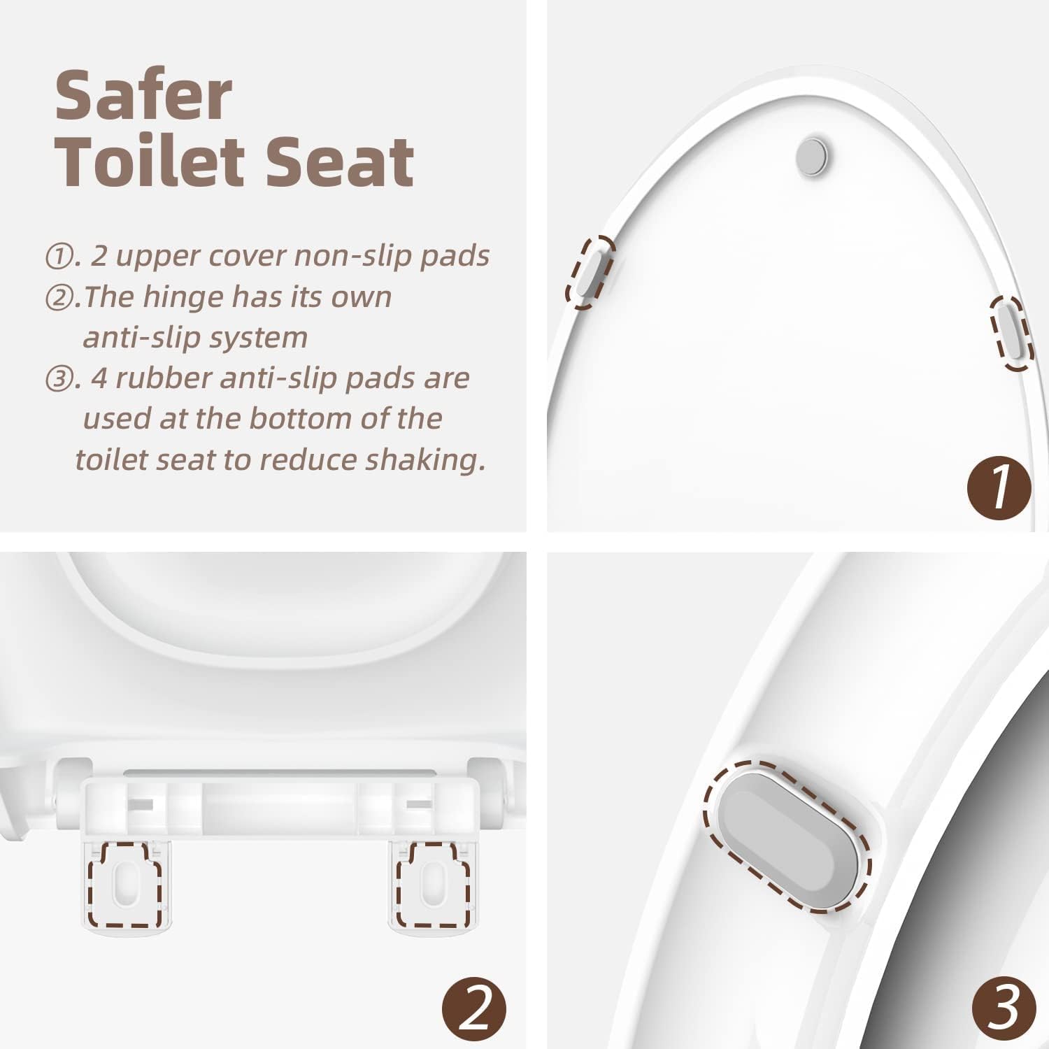 Toilet seat with toddler seat built in, Potty training toilet seat, Fits both adult and child, Slow-Close, Toddler toilet seat attachment, ELONGATED, Heavy Duty, White(18.5”)