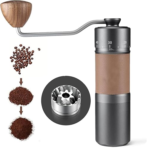 Molinillo de café manual con anillo de ajuste de molienda externa portátil, molinillo de café de mano de rebabas cónicas de acero inoxidable, gran