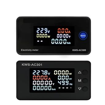 KWS-AC301 AC300 Voltmeter Ammeter AC 50-300V Power Energy Meter Digital AC Wattmeter Electricity Meter 0-20/100A Power Detecor Color AC300-100A Closed