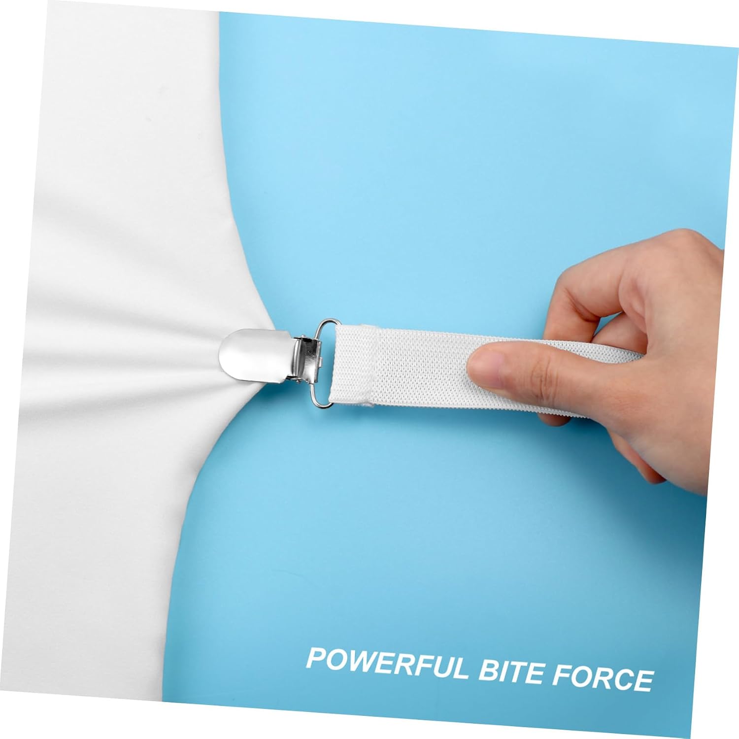 Adjustable Sheet Fasteners 8 Clips, Heavy Duty Metal and Chinlon | Elastic Grip Design, White Finish, for Bed Sheets and Ironing Board Covers, Protects Fabric, Secure Hold