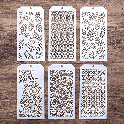 Image of SLGIFT DIY Decorative Stencil Template for Scrapbooking Paiting on Wall Furniture Crafts,Set of 6 (Seamless Leaf)