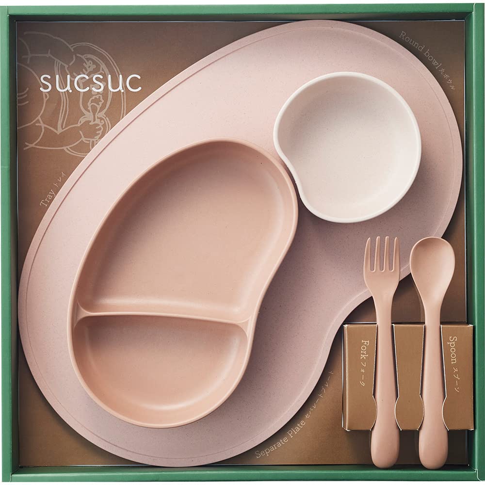 Amazon｜逸品社 子ども用食器セット 4PC ピンク SUCSUC