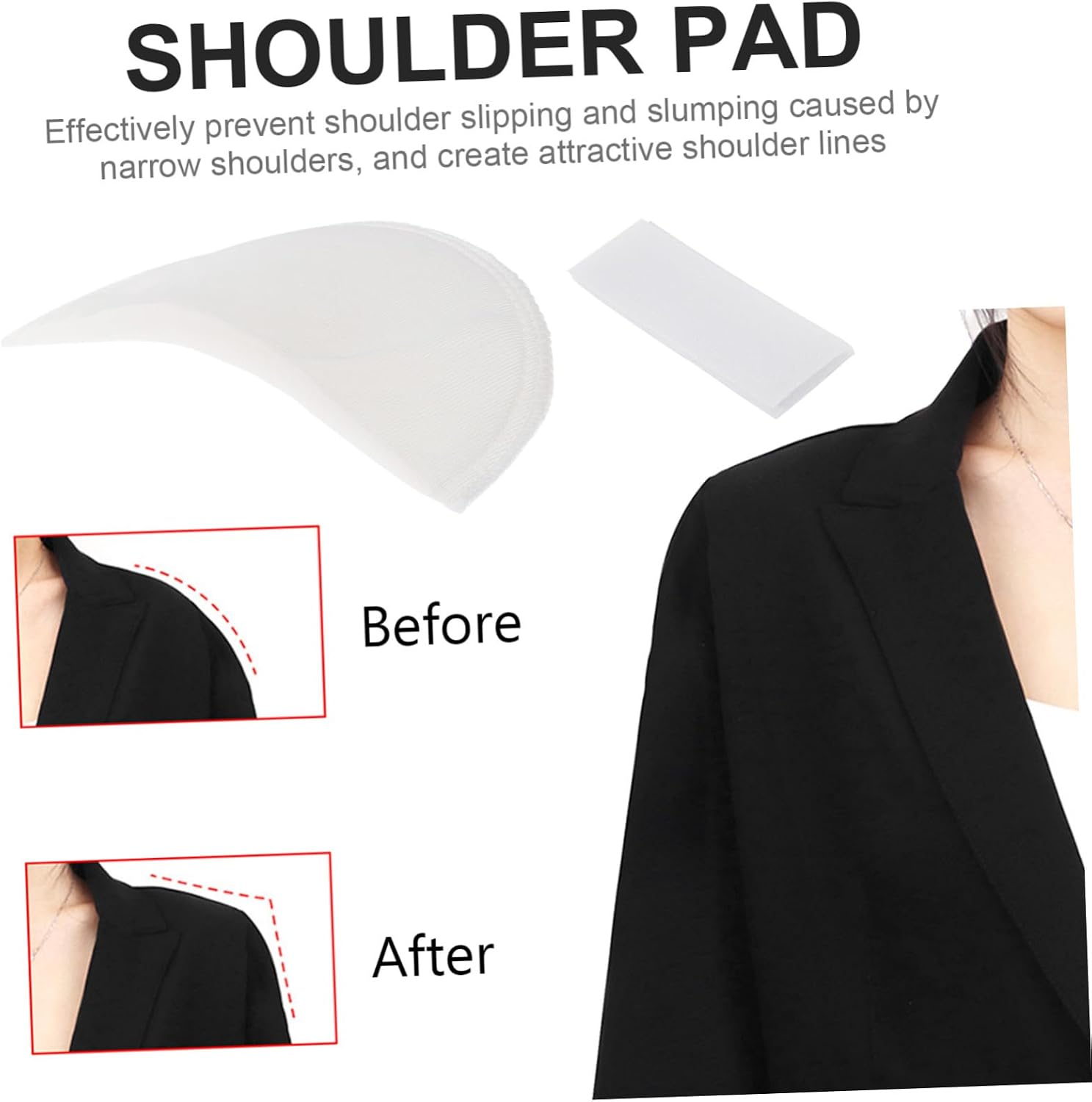 TEHAUX 6pairs Sponge Shoulder Pads for Women Slip Suit Shoulder Pads Women Clothing Comfortable Breathable