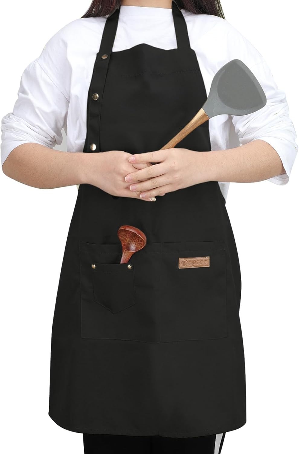 Kitchen Cooking Apron for Women Men with Big Pockets Canvas Waterproof Aprons for Server Pottery Artist Chef Apron - Image 8