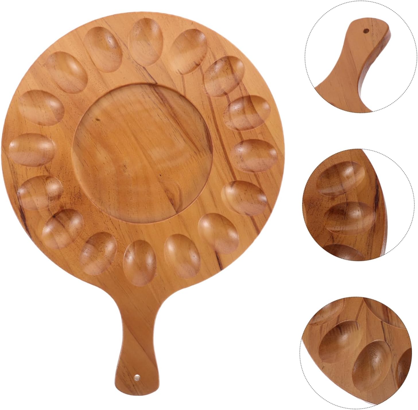 Wooden Egg Tray Reversible Serving Platter Deviled Egg Holder Fridge Rack Countertop Storage Box