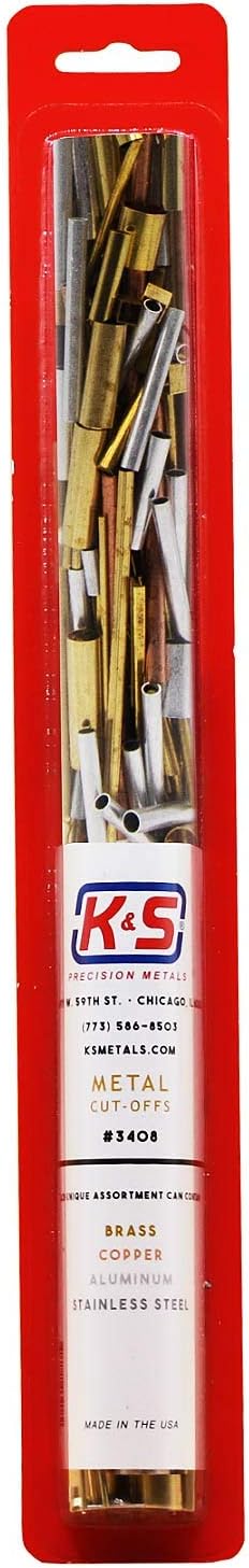 K&S K & S Precision Metals 3408 Metal Cut-Offs, Brass/Copper/Aluminum/Stainless Steel Assortment, 1 piece per pack, Made in the USA