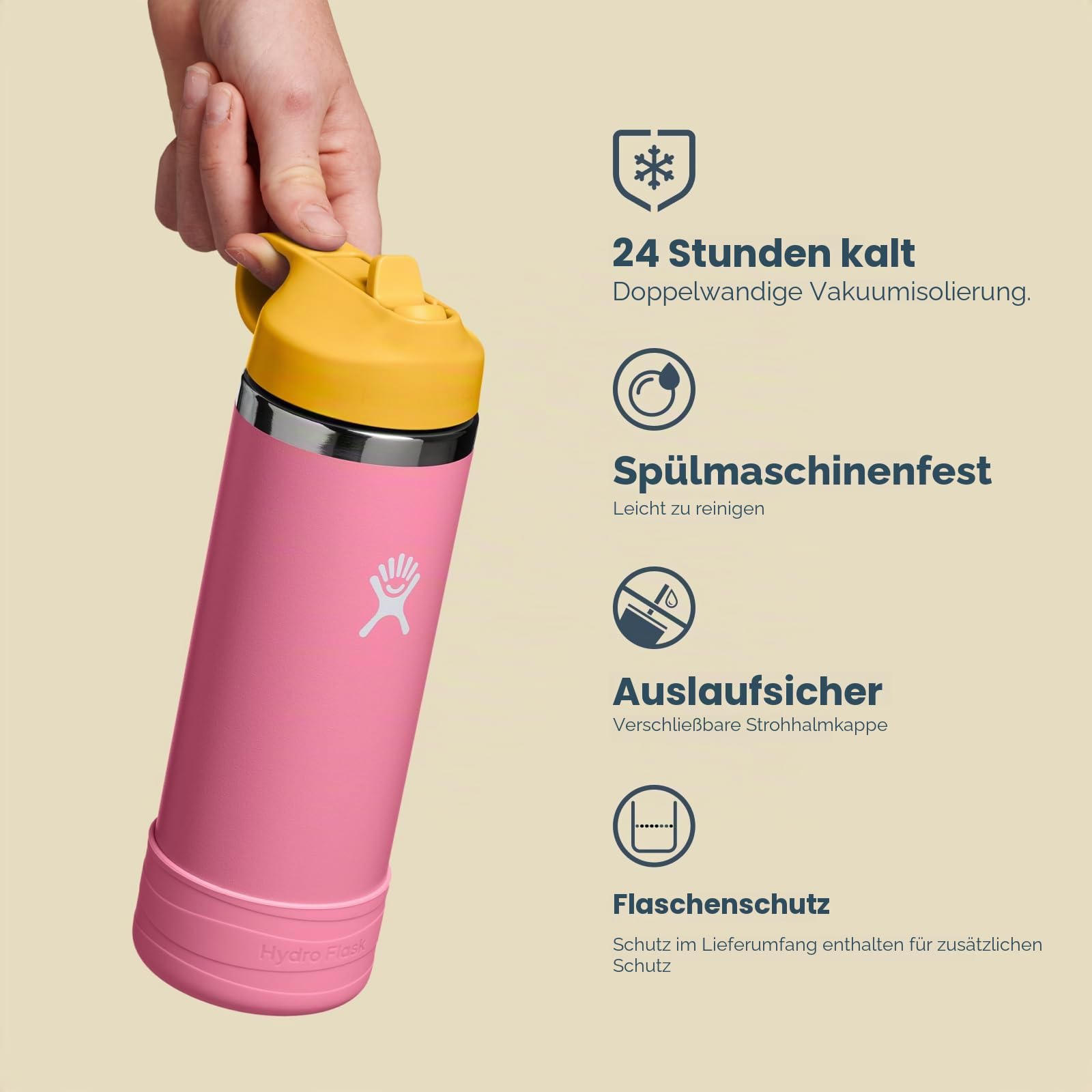 Hydro Flask 510 g Kinder-Strohkappe und Stiefel mit breiter Öffnung, Anemone