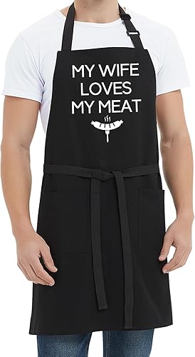 Miniatura 5 de Kaidouma Delantales divertidos para marido y hombre, delantal de cocina para cocinar, asar a la parrilla, para marido