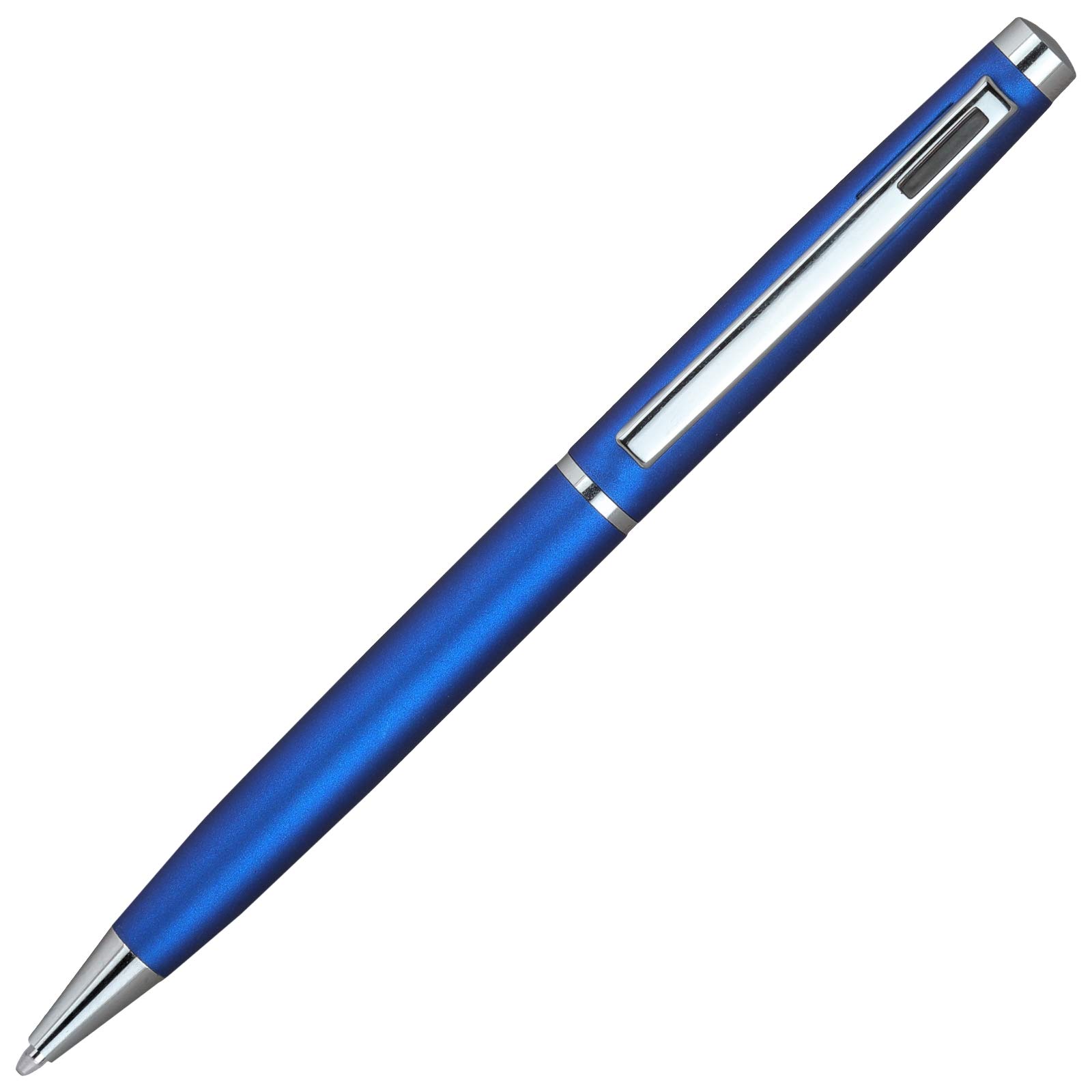 Lanier Blue 4G Ballpoint Pen - Black Accents and Shiny Chrome Ring & Parts with Medium Tip 0.7mm Cross Style Refill